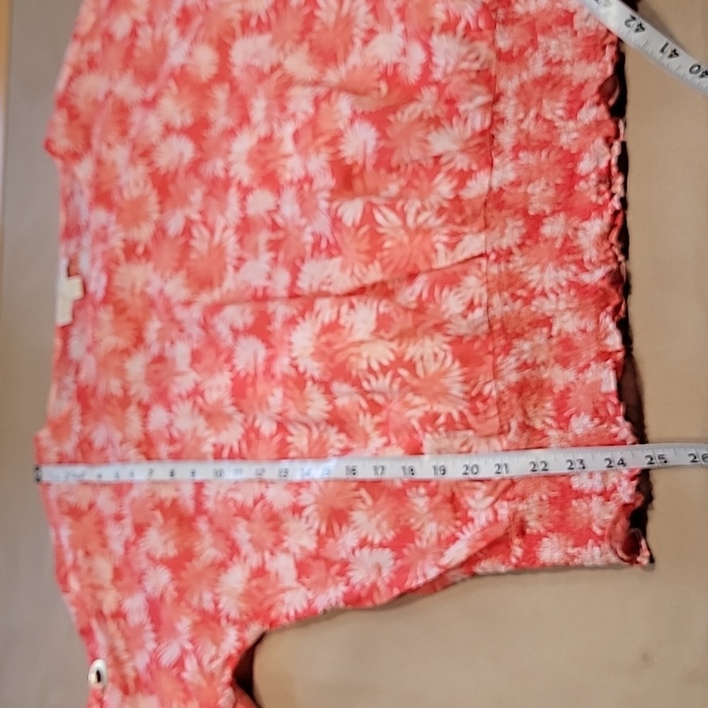 MICHAEL Michael Kors Size XL Coral White Palm Pattern Kimono Sleeve Blouse - Picture 11 of 15